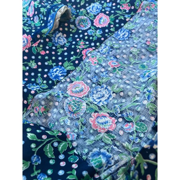 1980s Vintage Midi Dress Peplum Hem Black Polka Dot Floral Size Small JL - Picture 11 of 12